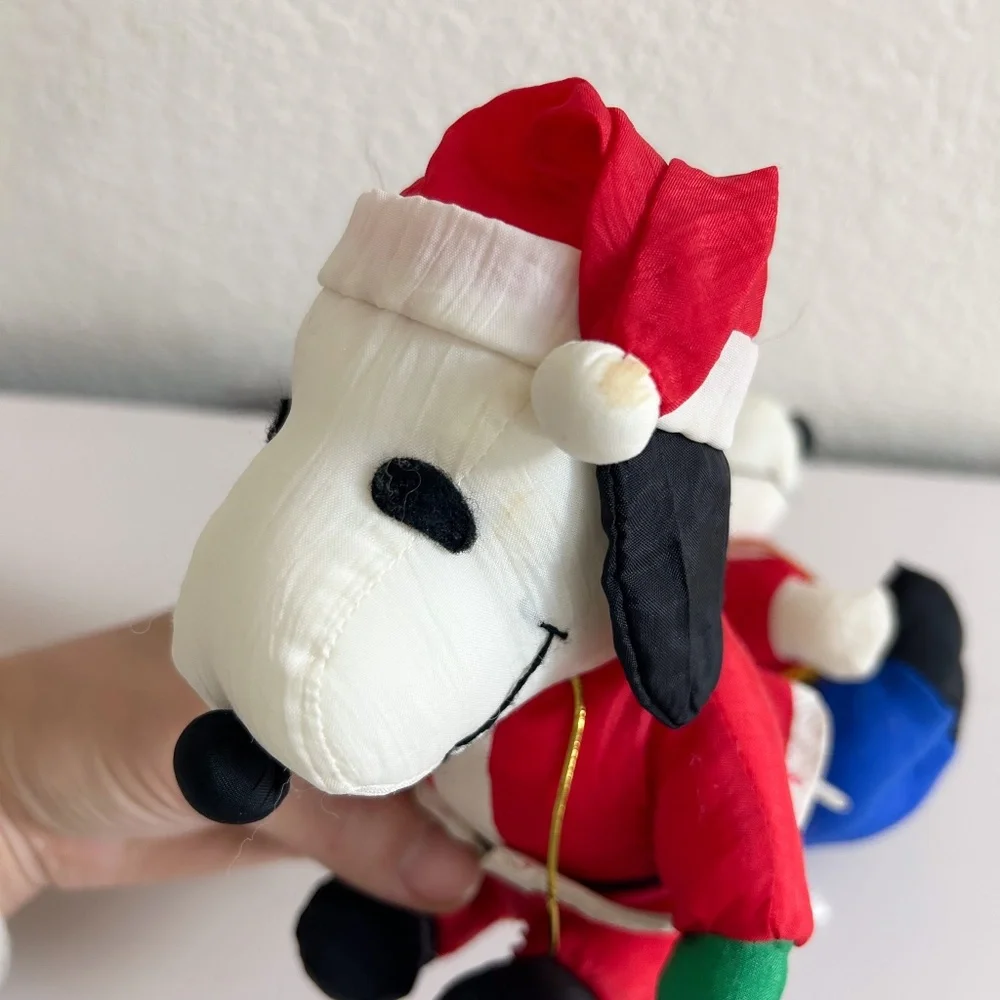 Vintage Snoopy Peanuts Christmas Tree Ornaments Plush set of two, Santa, Soldier